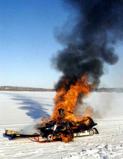 Snowmobile fire